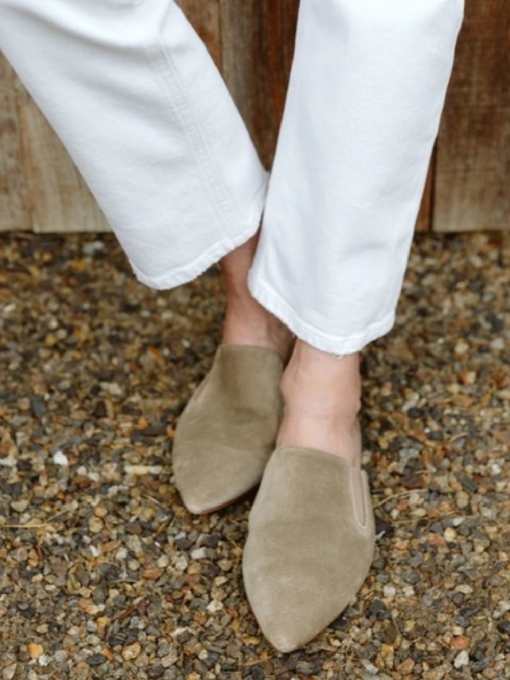 Jenni Kayne Suede Mules “Laurel “ Taupe Pointed Toe Flats, Size 8